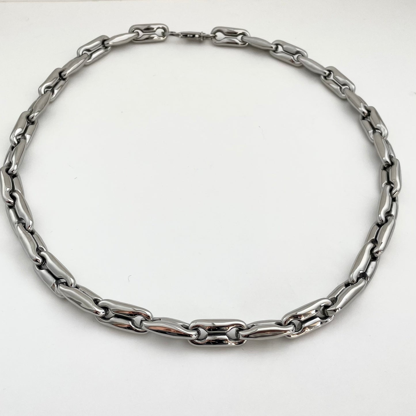 Titanium Steel Geometric Ring-Linked Necklace