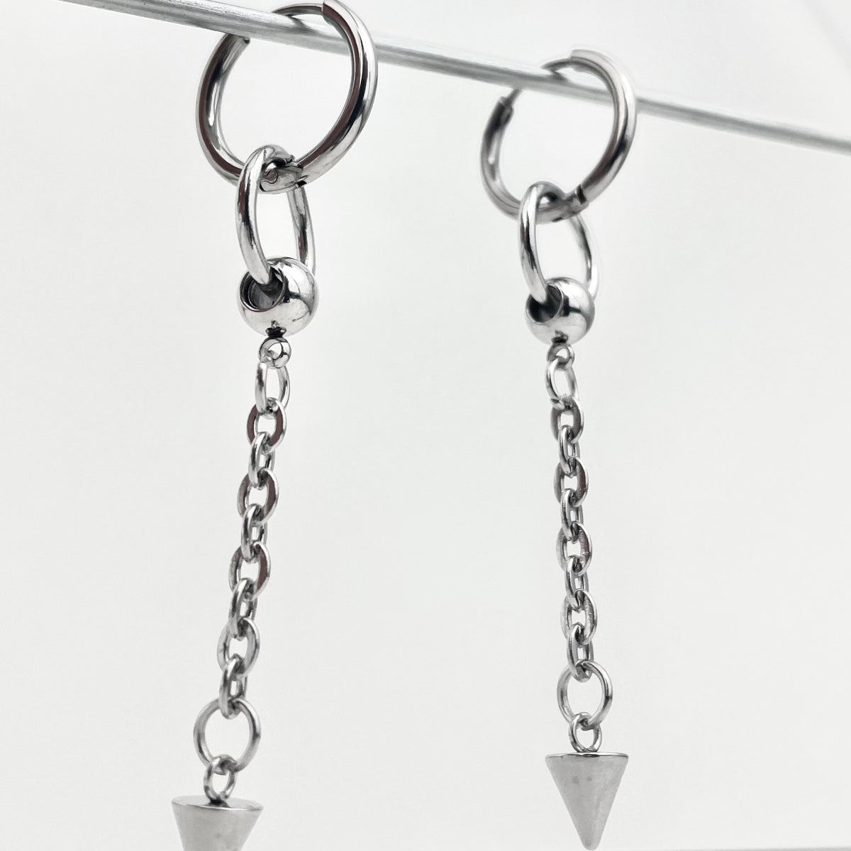 Titanium-Steel Waterproof Double-Ring Ball Earrings