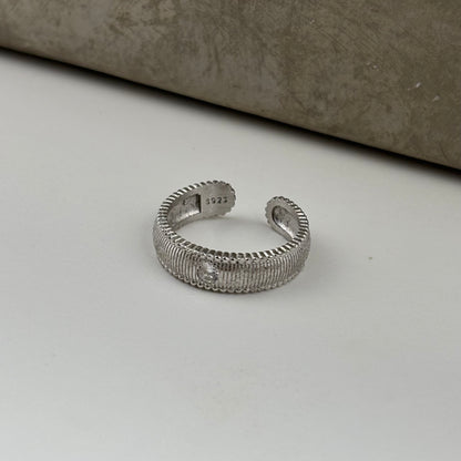 S925 Sterling Silver Matte Frosted Sparkling Ring