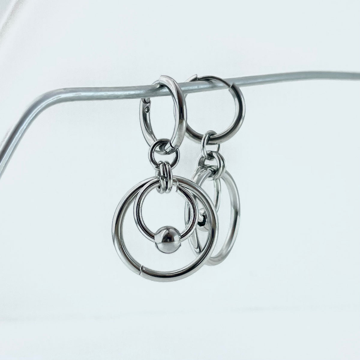 Titanium-Steel Waterproof Ring Pendant Earrings