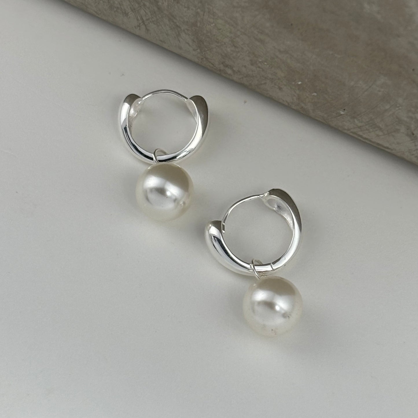 S925 sterling silver pearl pendant earrings