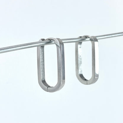 Titanium-Steel Waterproof Minimalist Oval Earrings