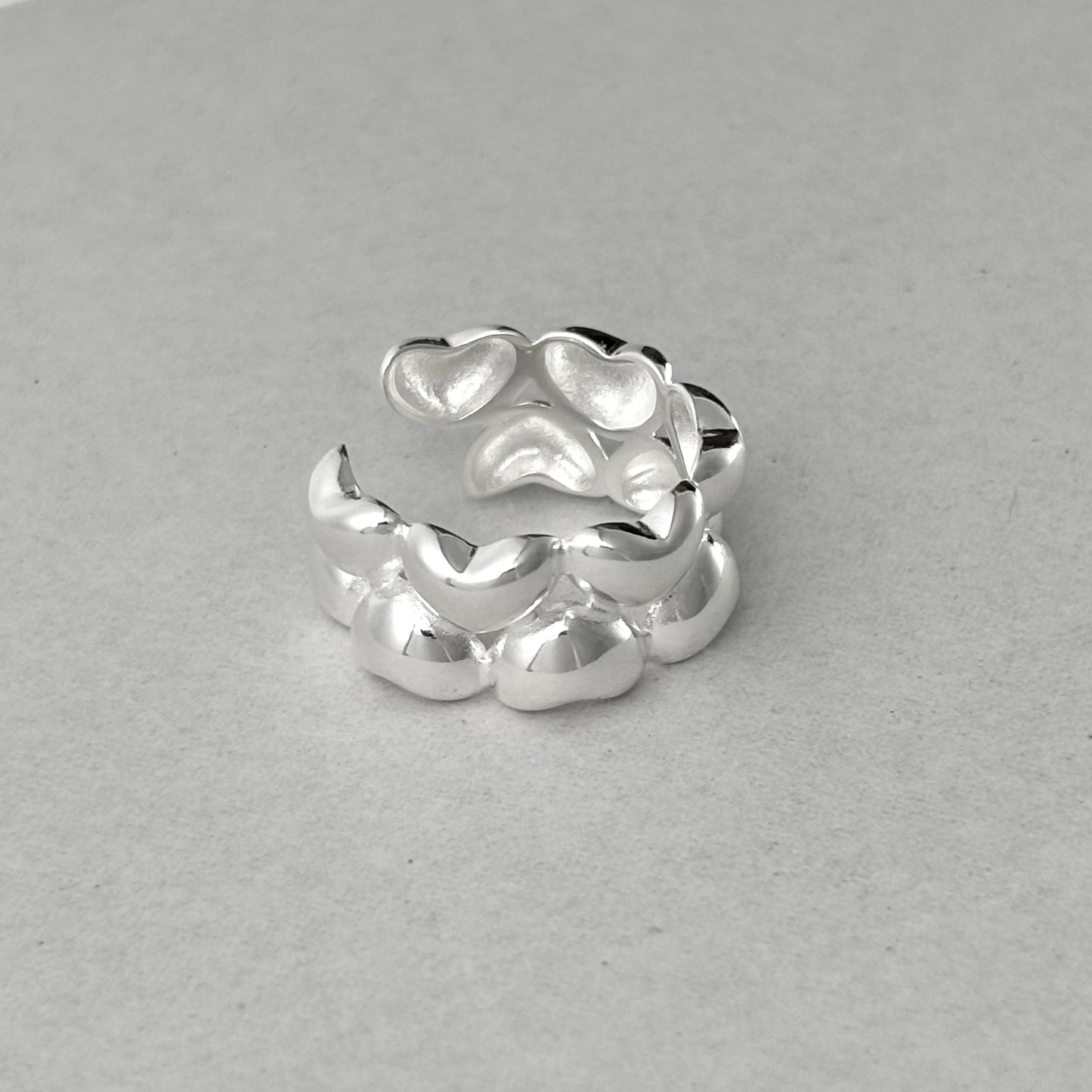 S925 Sterling Silver Designer Double Heart Ring