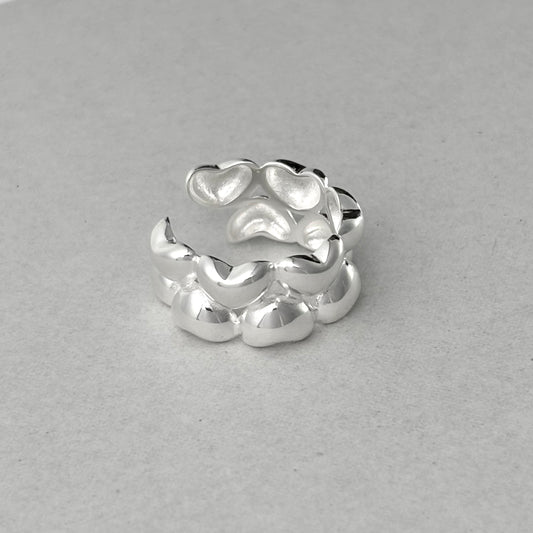 S925 Sterling Silver Designer Double Heart Ring