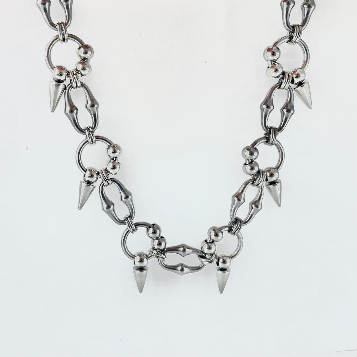 Titanium-Steel Waterproof Punk-Style Pointed Cone Choker