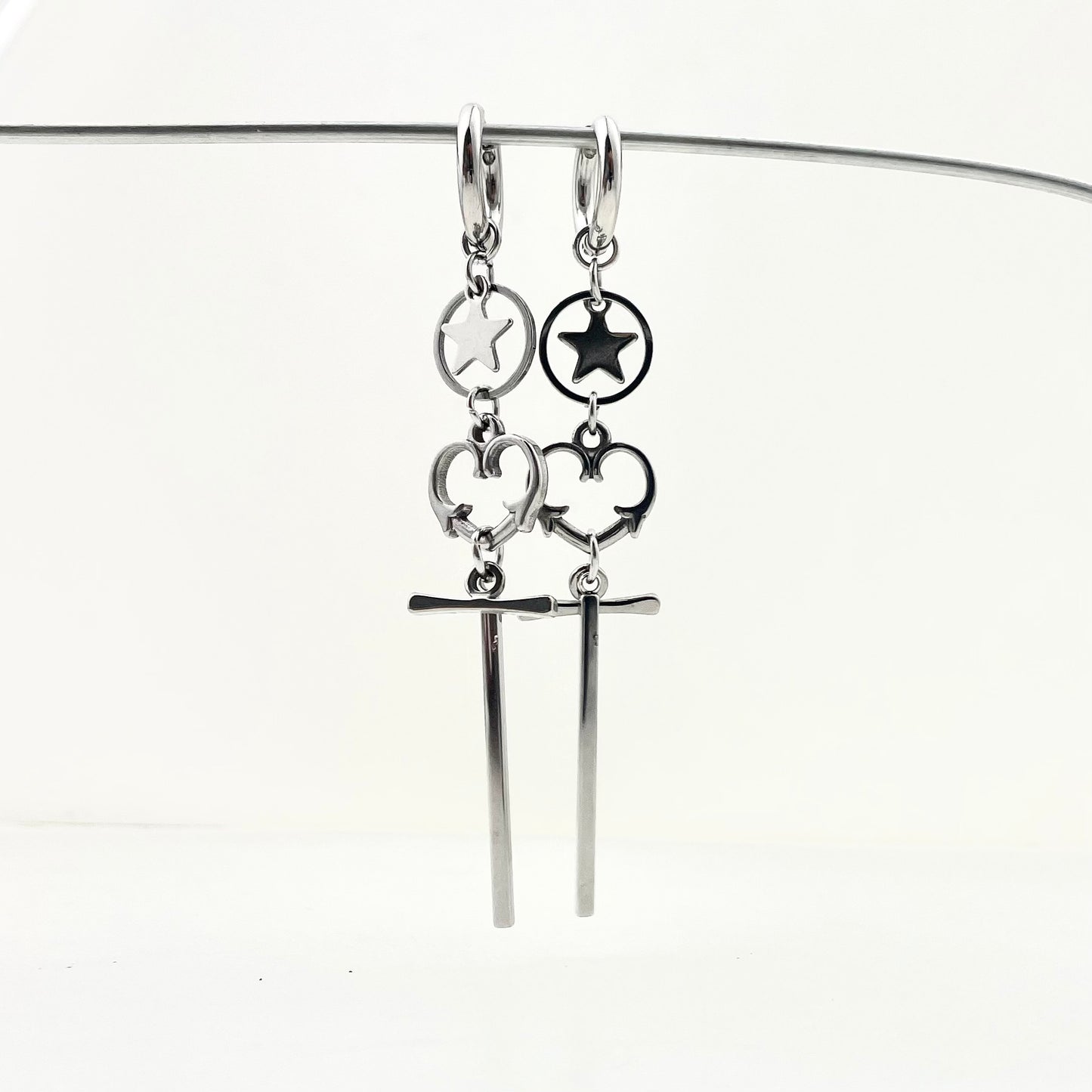 Titanium Waterproof Earring Heart-Shaped Star Patchwork Earrings