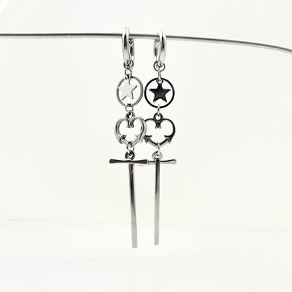 Titanium Waterproof Earring Heart-Shaped Star Patchwork Earrings