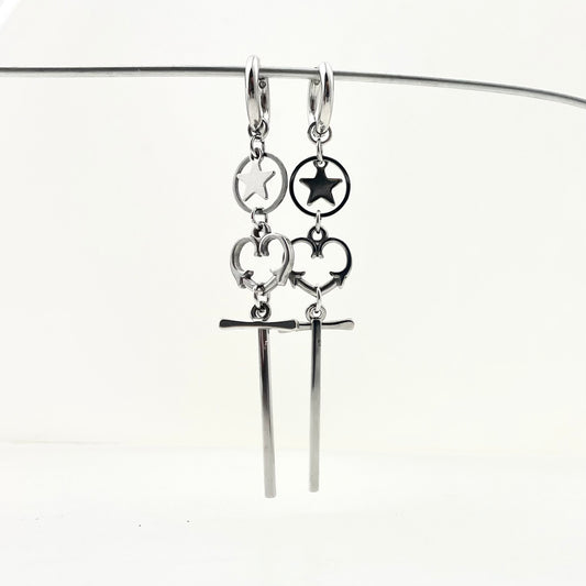 Titanium Waterproof Earring Heart-Shaped Star Patchwork Earrings