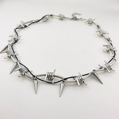 Thorn Rivet Leather Necklace