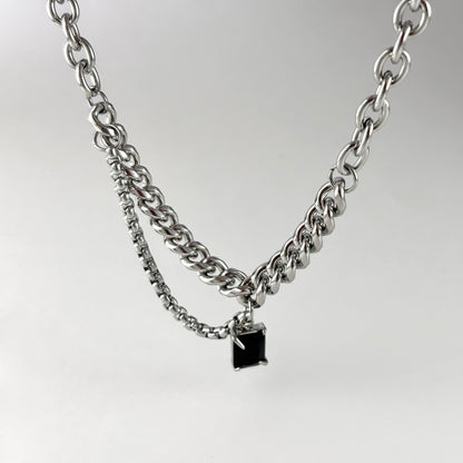 Titanium and steel black stone Cuban chain