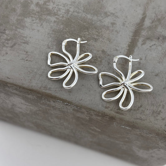 S925 Sterling Silver Large Flower Earrings