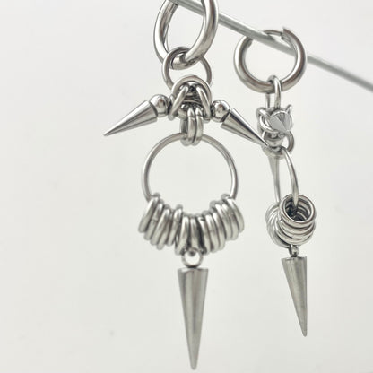 Titanium Waterproof Earrings with Conical Rivet Pendants