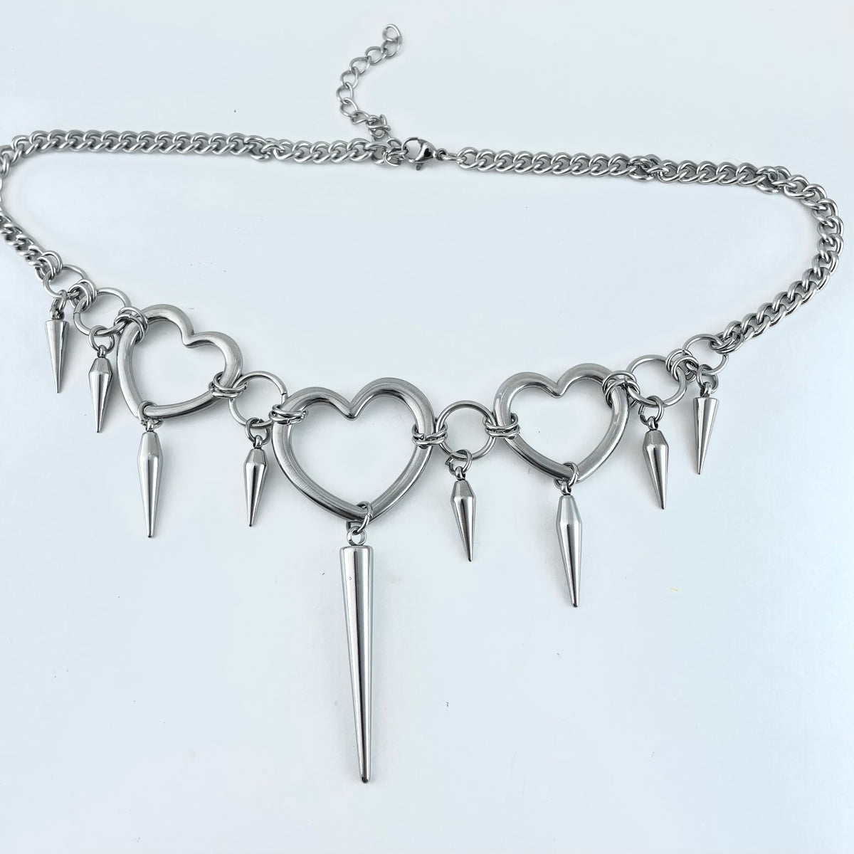 Titanium-Steel Waterproof Heart-Shaped Rivet Necklace