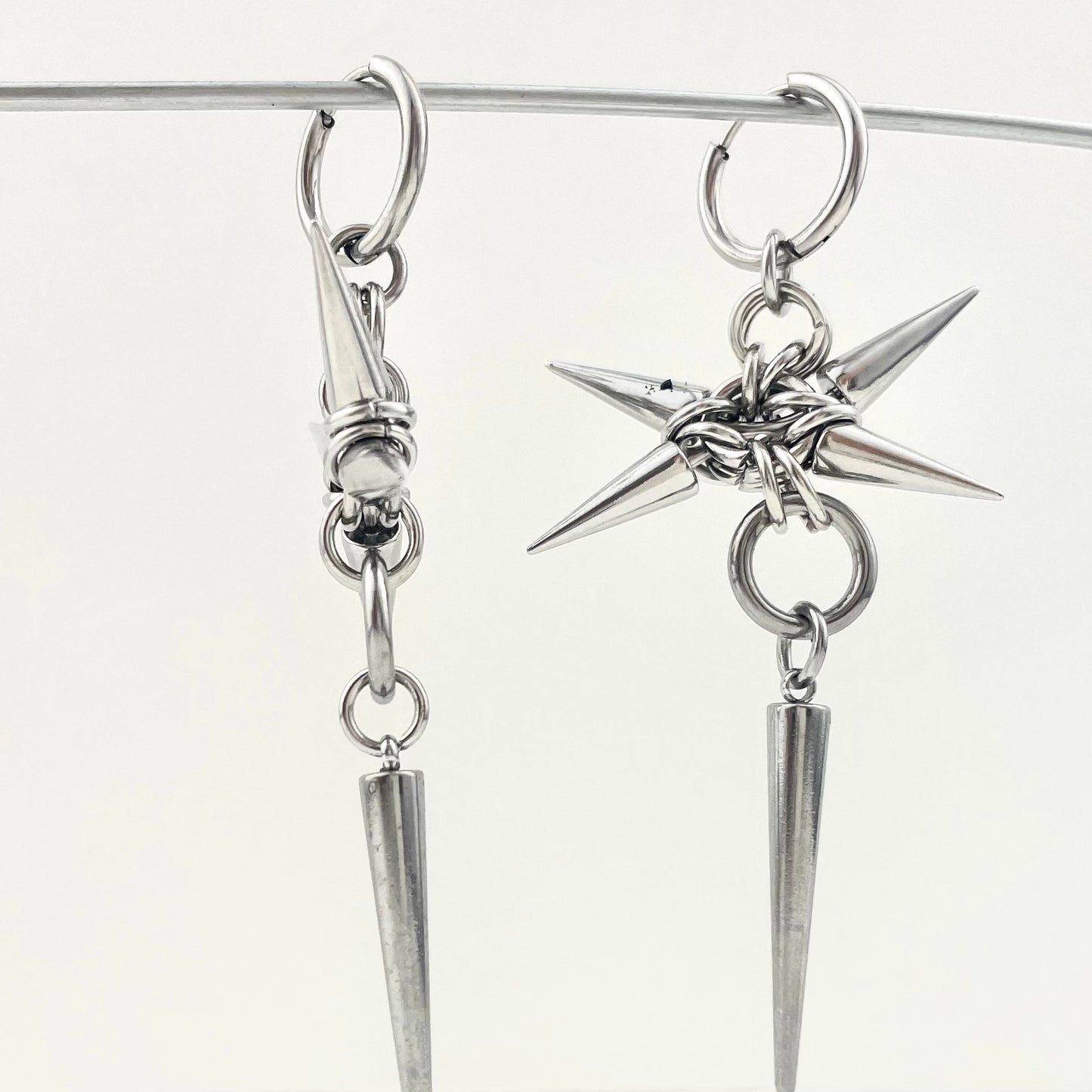 Titanium Waterproof Earring with Spiked Pendant