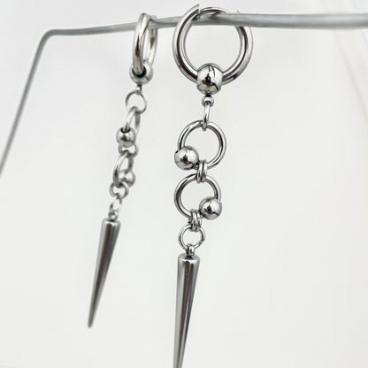 Titanium-Steel Waterproof Double-Ring Ball Earrings
