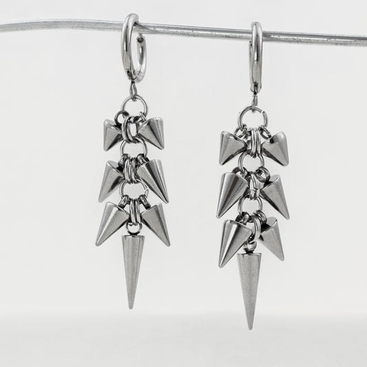 Titanium steel rivets conical bullet earrings