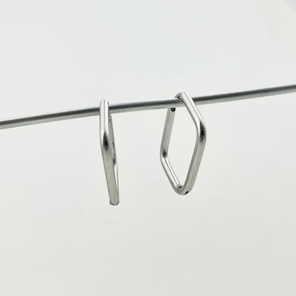 Simple Diamond-Shaped Titanium Waterproof Earrings Hoops