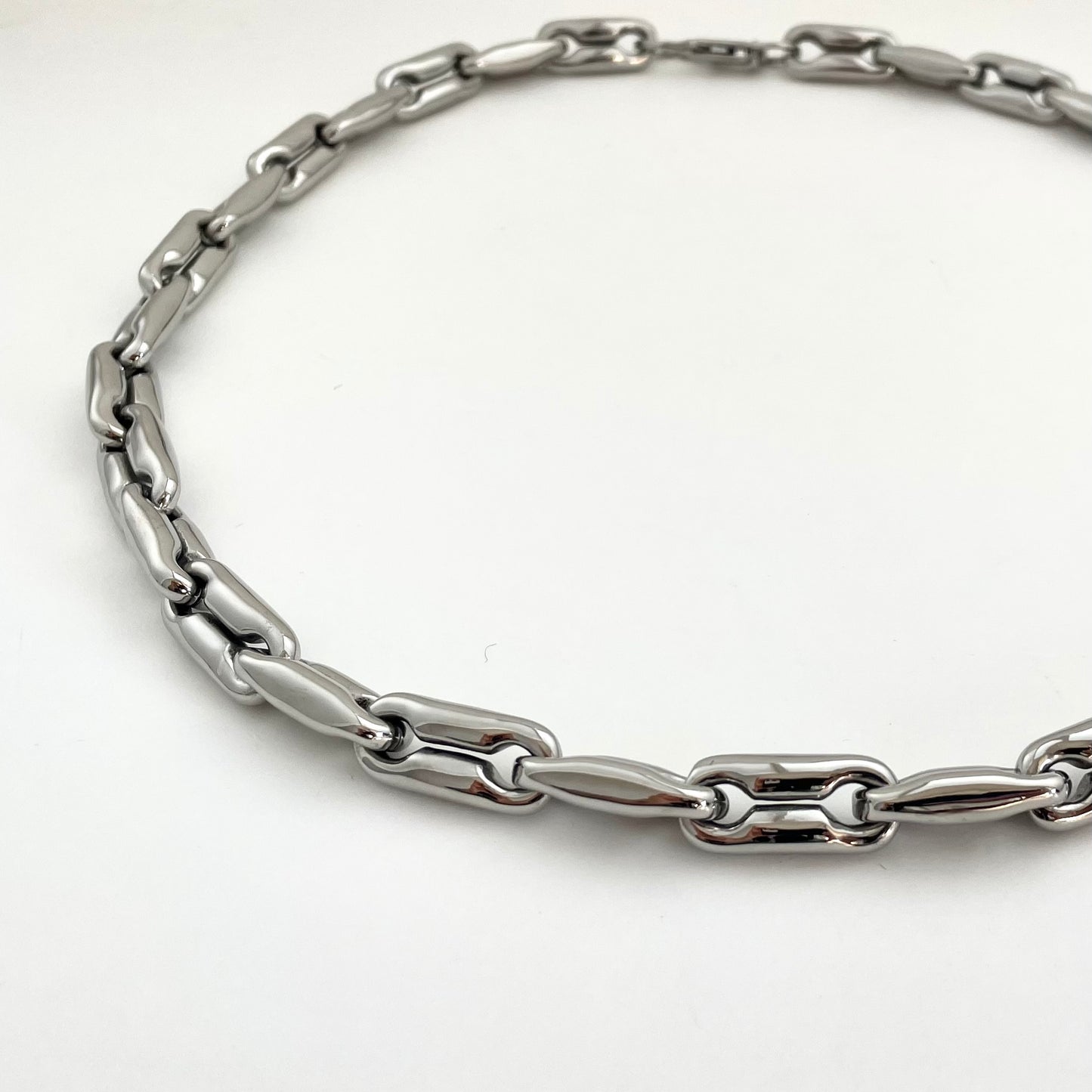 Titanium Steel Geometric Ring-Linked Necklace