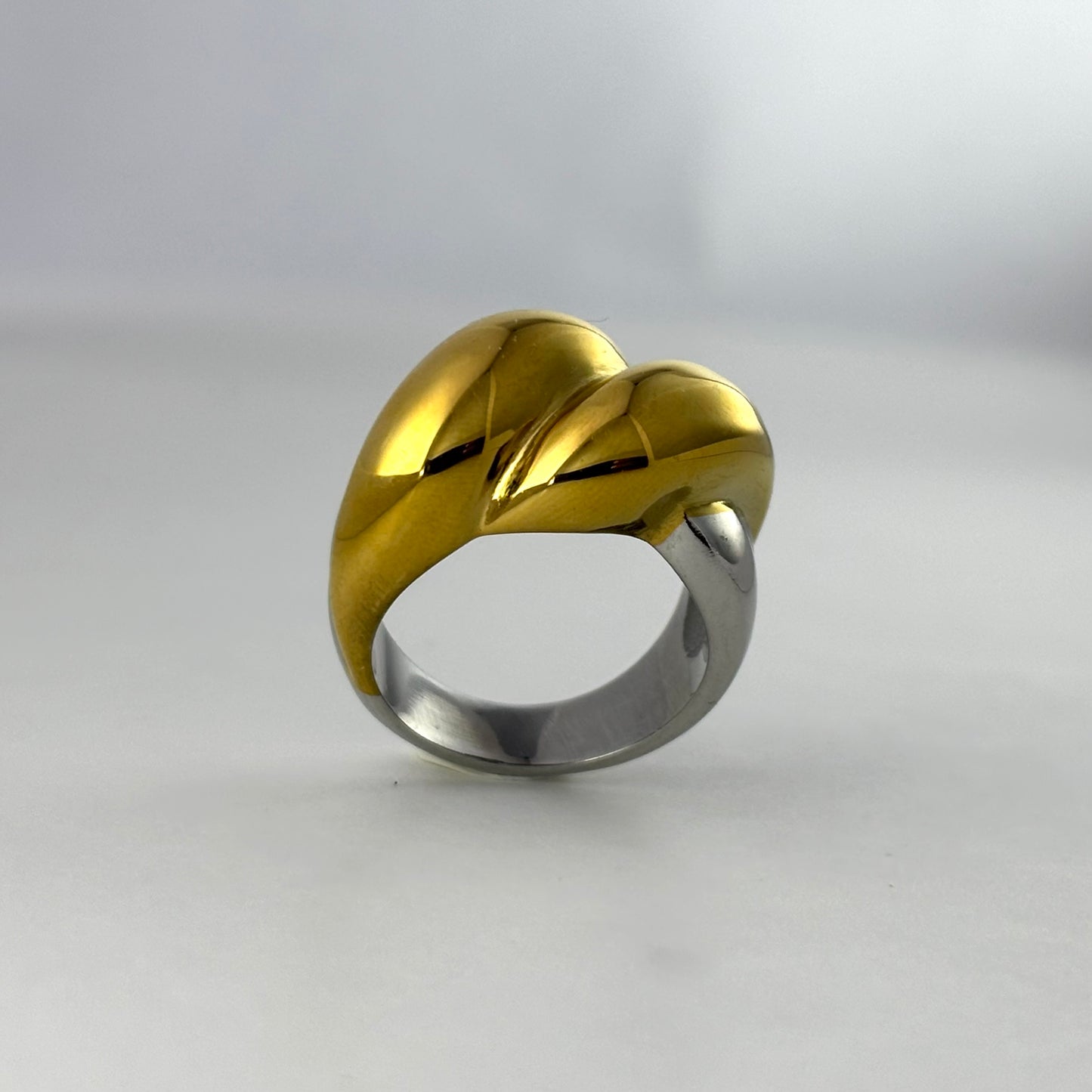 Stainless Steel Twisted Gold and Silver Mixed Color Ring