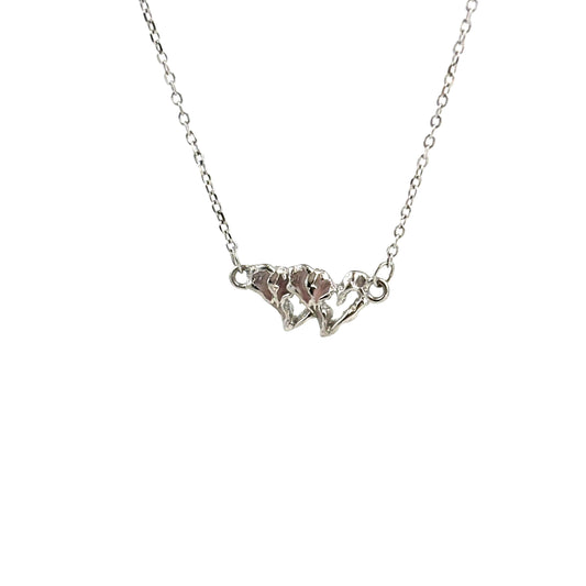 S925 Sterling Silver Double Heart Drop Glaze Necklace