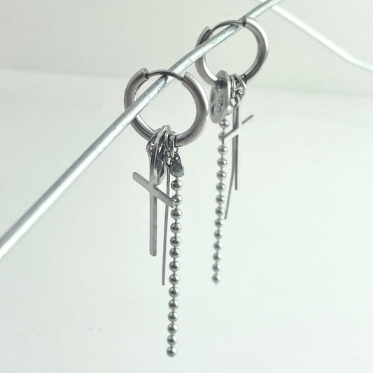 Titanium Steel Cross Chain Pendant Earrings