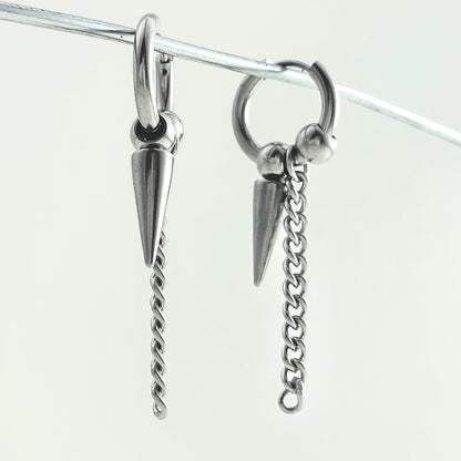 Titanium Steel Rivet Chain Small Ball Earrings