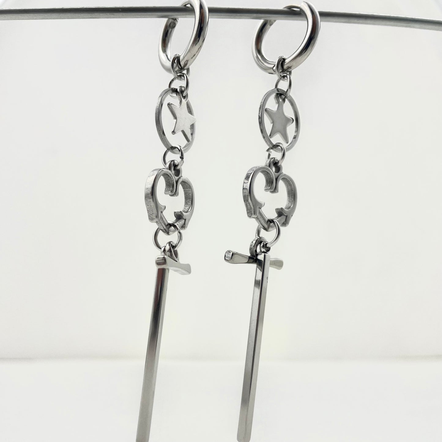 Titanium Waterproof Earring Heart-Shaped Star Patchwork Earrings