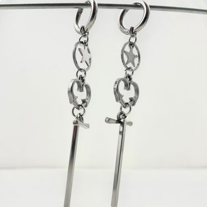 Titanium Waterproof Earring Heart-Shaped Star Patchwork Earrings