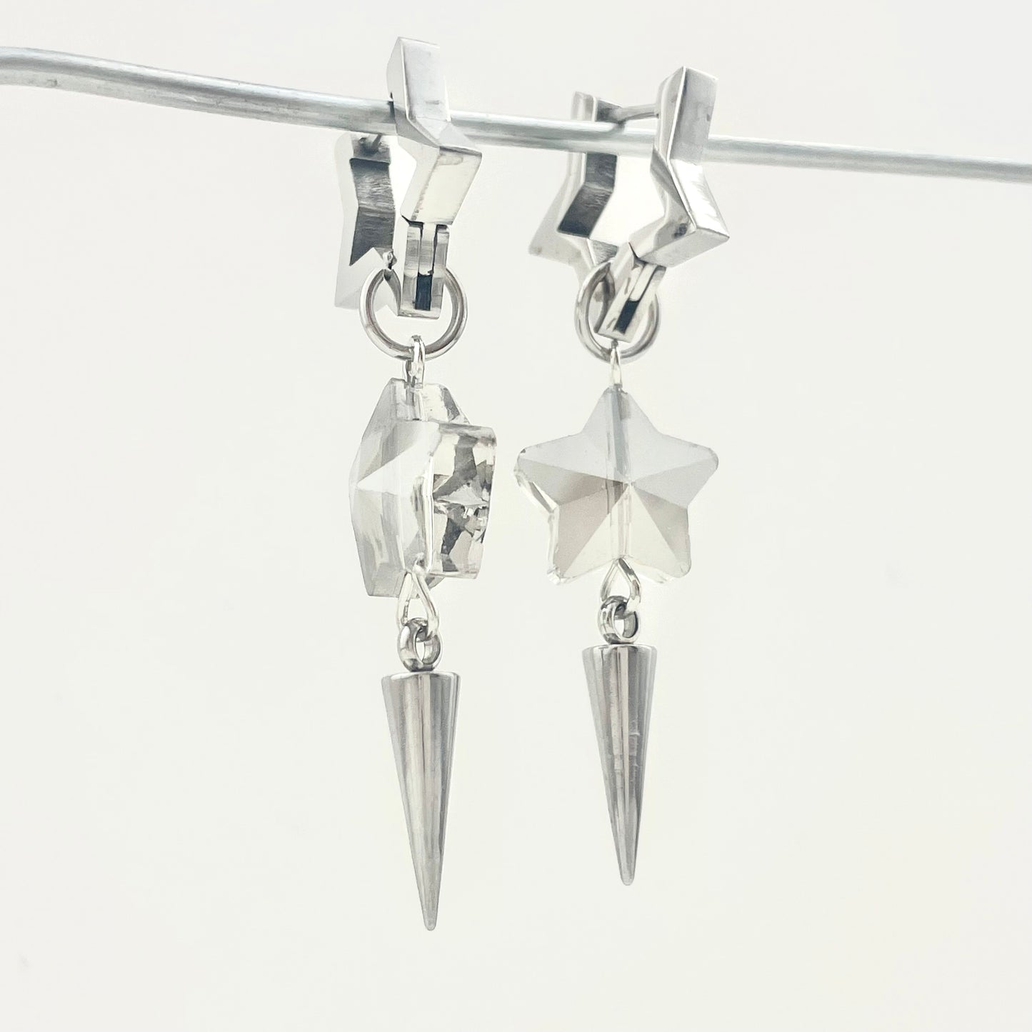 Titanium Waterproof Earrings with Unique Star-Shaped Pendants