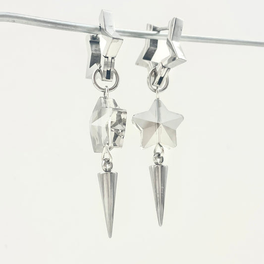 Titanium Waterproof Earrings with Unique Star-Shaped Pendants