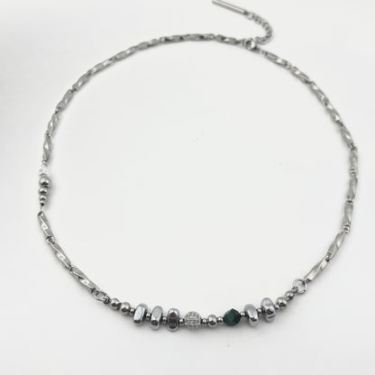 Titanium Steel Spliced Diamonds Simple Premium Necklace