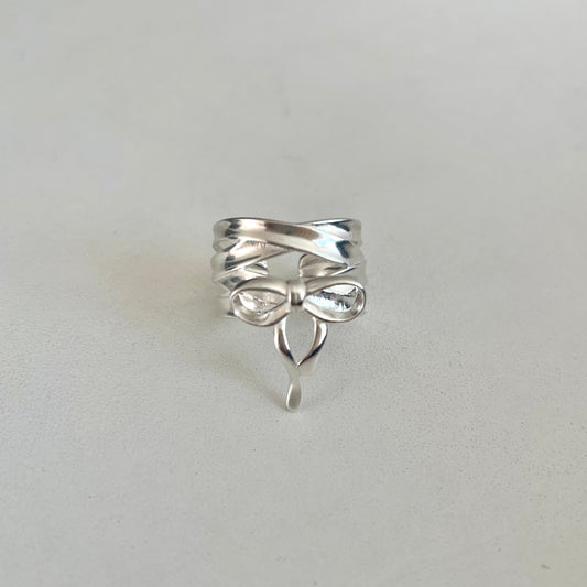 S925 Silver Chunky Bowknot Ring