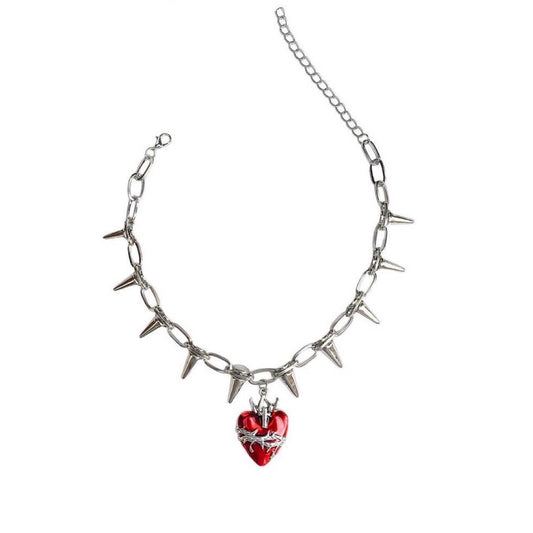 Studded Red Heart Necklace