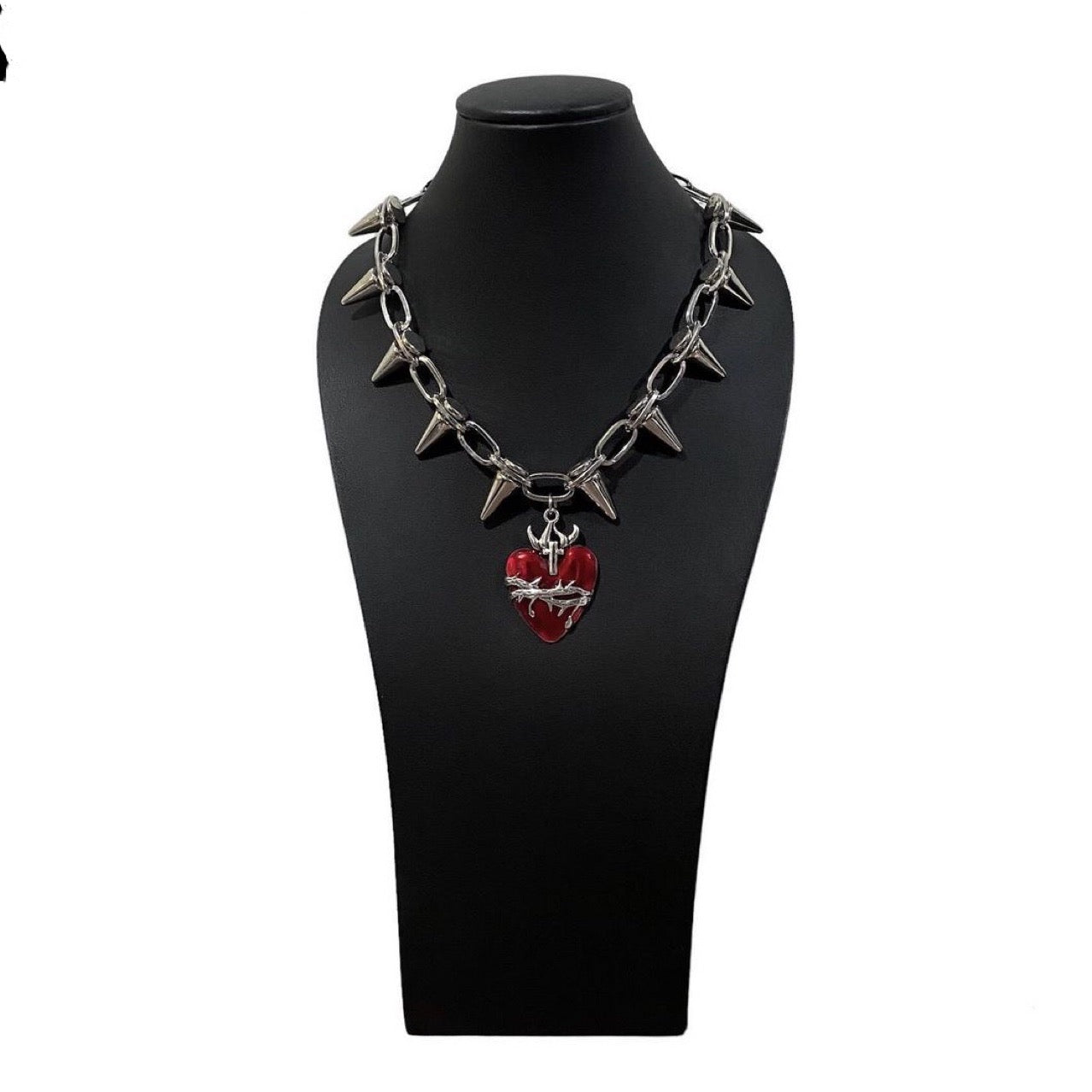 Studded Red Heart Necklace