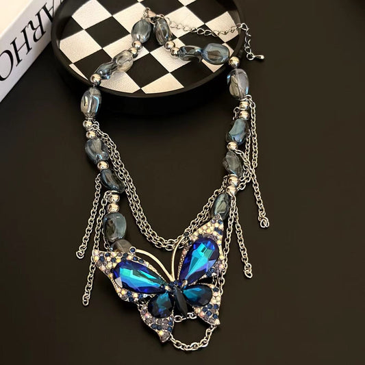 Blue Butterfly Layers Necklace Choker