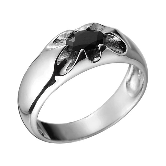 S925 Silver Ring Black Gemstone