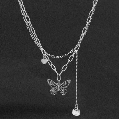 Butterfly Necklace Two Layers