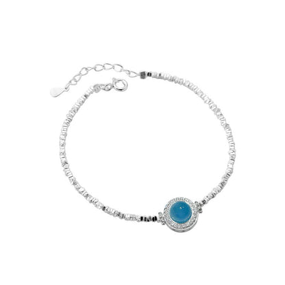 S925 Silver Bracelet Blue Aquamarine