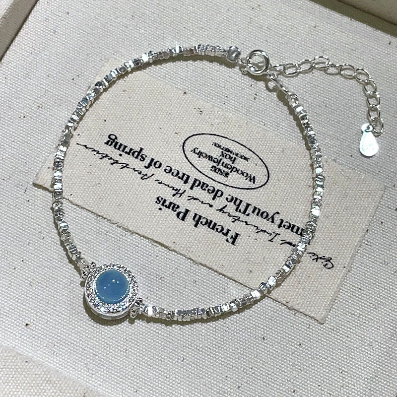 S925 Silver Bracelet Blue Aquamarine