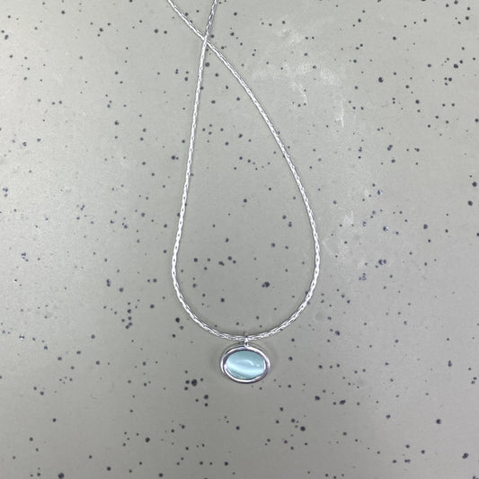 S925 Silver Necklace Aquamarine Stone