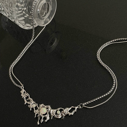 Melting Metal Moonstone Necklace