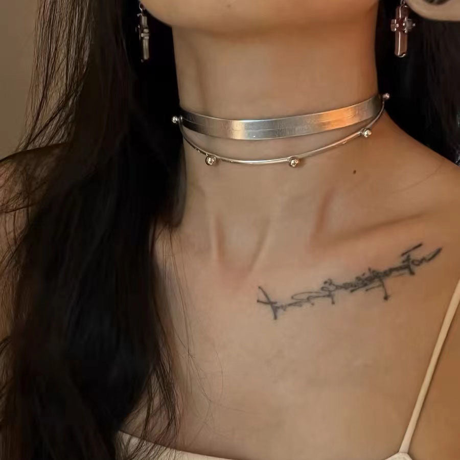 Silver Leather Choker