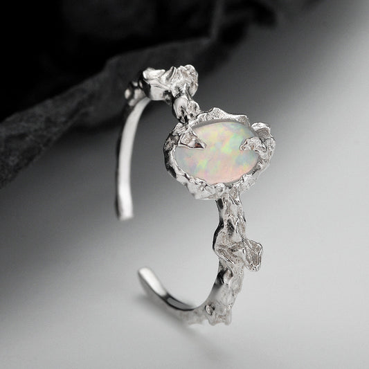 S915 Silver Ring Moonstone Irregular Shape Ring