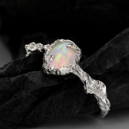 S915 Silver Ring Moonstone Irregular Shape Ring