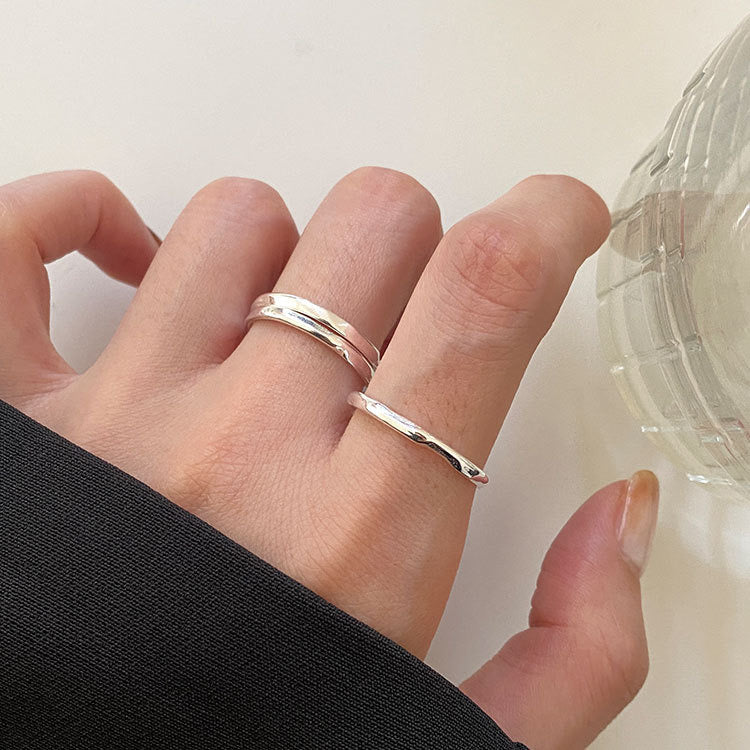 S925 Silver Ring Irregular Line