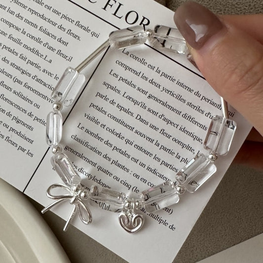 S925 Sterling Silver Through Silver White Crystal Bracelet