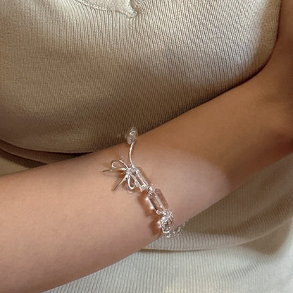 S925 Sterling Silver Through Silver White Crystal Bracelet