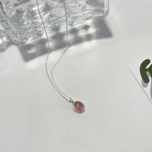 S925 Sterling Silver Strawberry Quartz Necklace