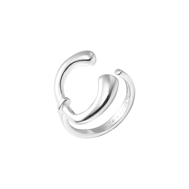 S925 sterling silver c-shape ring