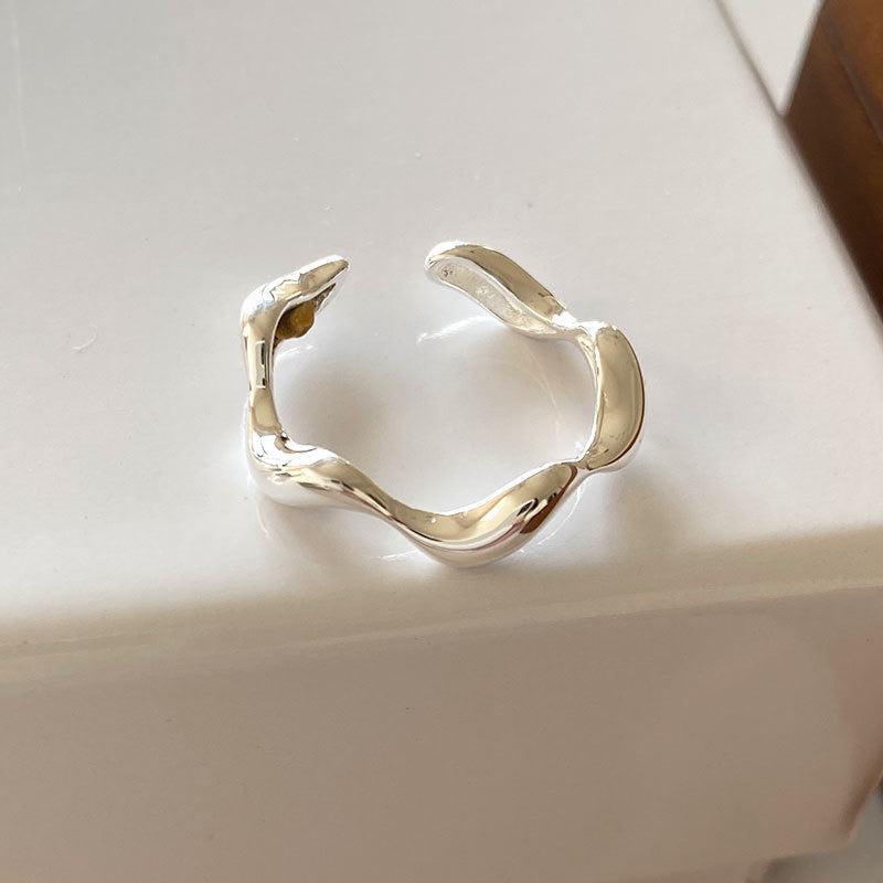 S925 Sterling Silver Wave Opening Ring